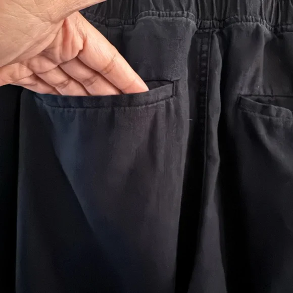 Athleta Pants 12P Cabo Wide-Leg High Rise Joggers Black Linen - Picture 9 of 12